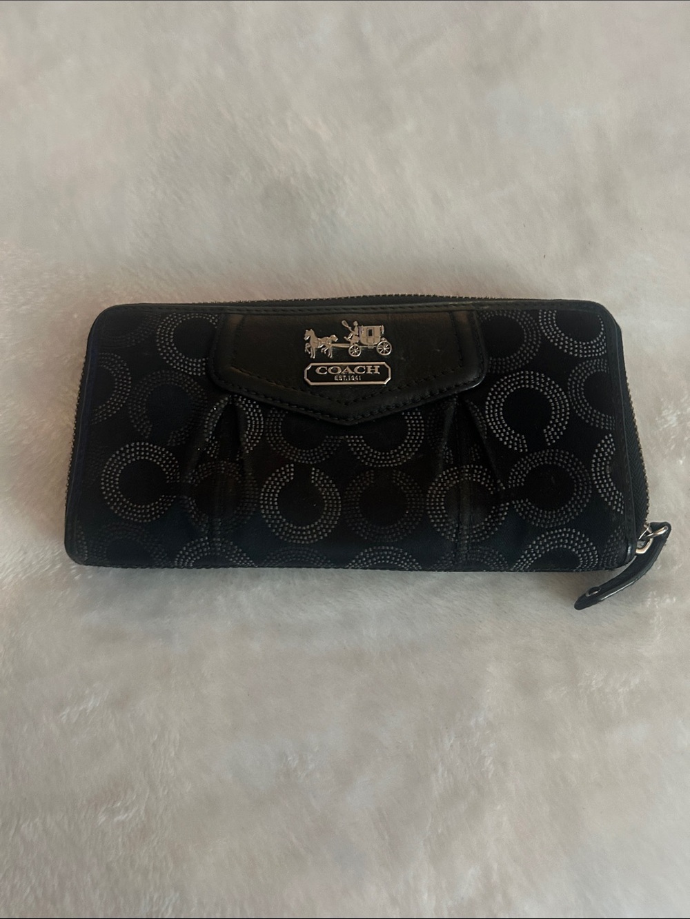 Coach Black Signature Zip-Around Continental Wallet